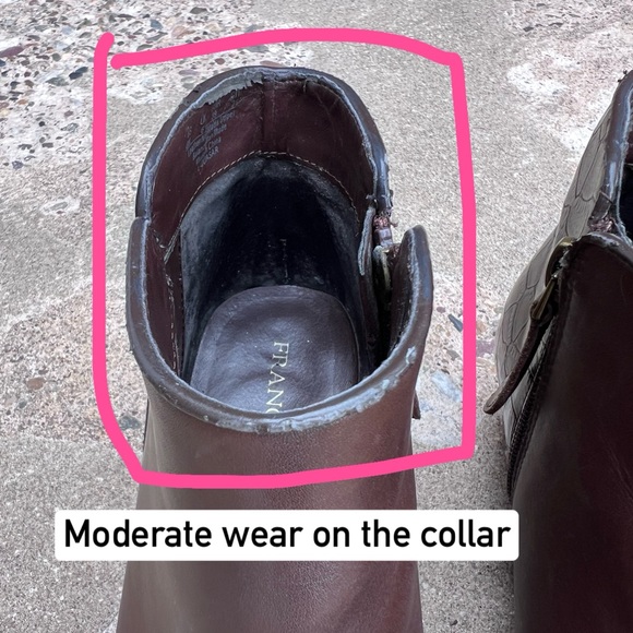 Franco Sarto Quasar Dark Brown Leather Heeled Ankle Boot Sz 8 - Picture 10 of 11